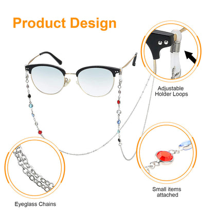 6pcs Eyeglass Facemask Lanyard Holder Necklace Adjustable Holder Loops