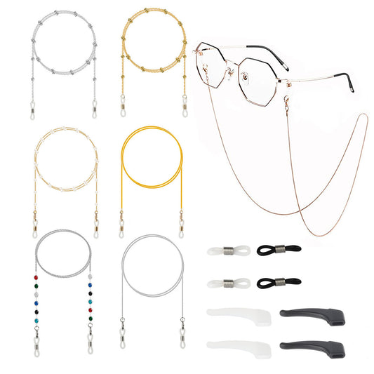 6pcs Eyeglass Facemask Lanyard Holder Necklace Adjustable Holder Loops