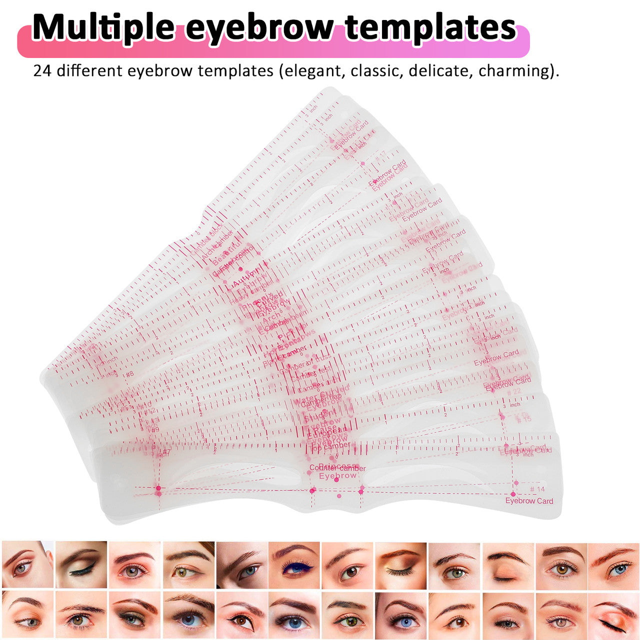 Home Eyebrow Template Trimming Tool with Multiple Eyebrow Templates and Elastic Fixing Strap