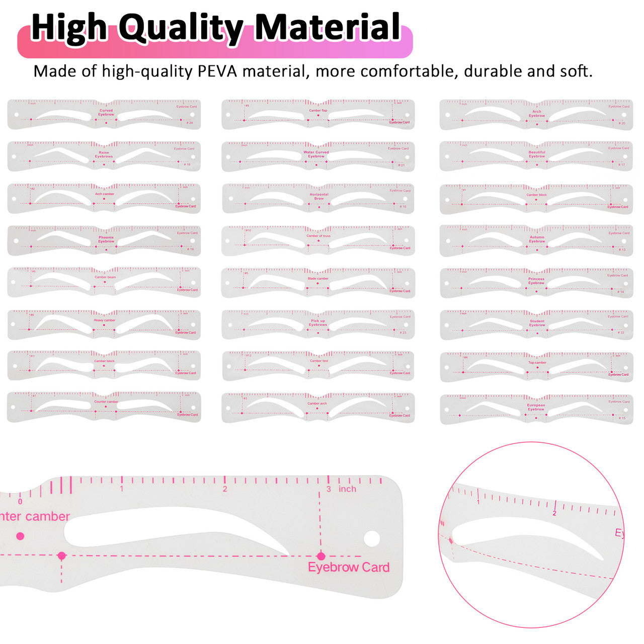 Home Eyebrow Template Trimming Tool with Multiple Eyebrow Templates and Elastic Fixing Strap