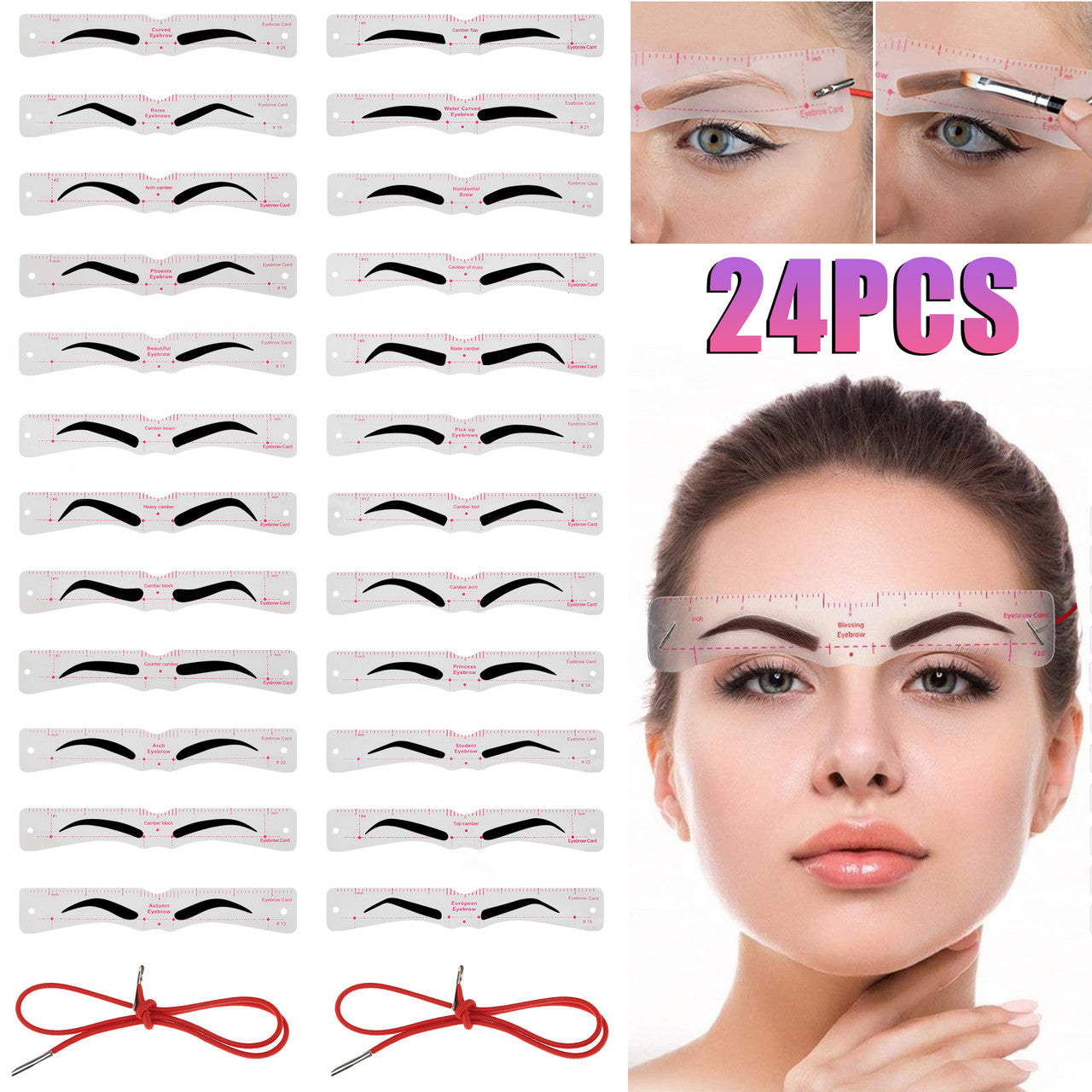 Home Eyebrow Template Trimming Tool with Multiple Eyebrow Templates and Elastic Fixing Strap