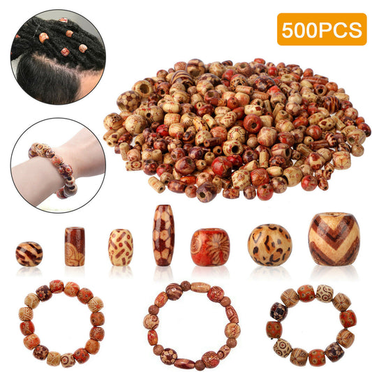 500 Pcs Retro Style Bag Flower Beads -10 to 25 mm wooden beads for braids,necklace and bracelet beads or wooden jewelry items