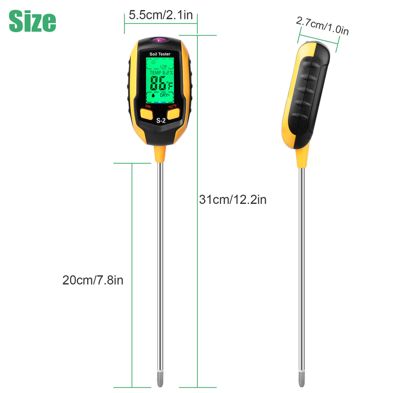 5-in-1 Soil Tester Moisture for Outdoor Gardening and Work with a LED Crystal Display