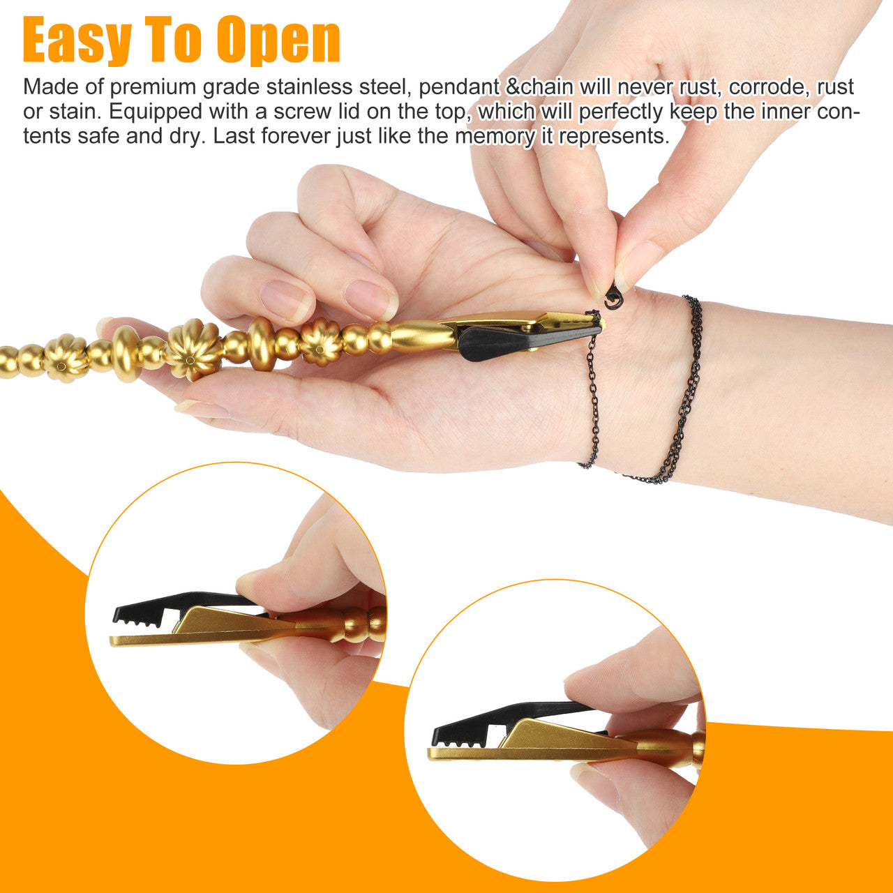 2 Pcs Hand Bracelet Wearing Helper Stick Tool - Long Clamp Fixed Hand Chain Aids with Bracelet Ties Watch Clasps Zippers (Gold+Silver)