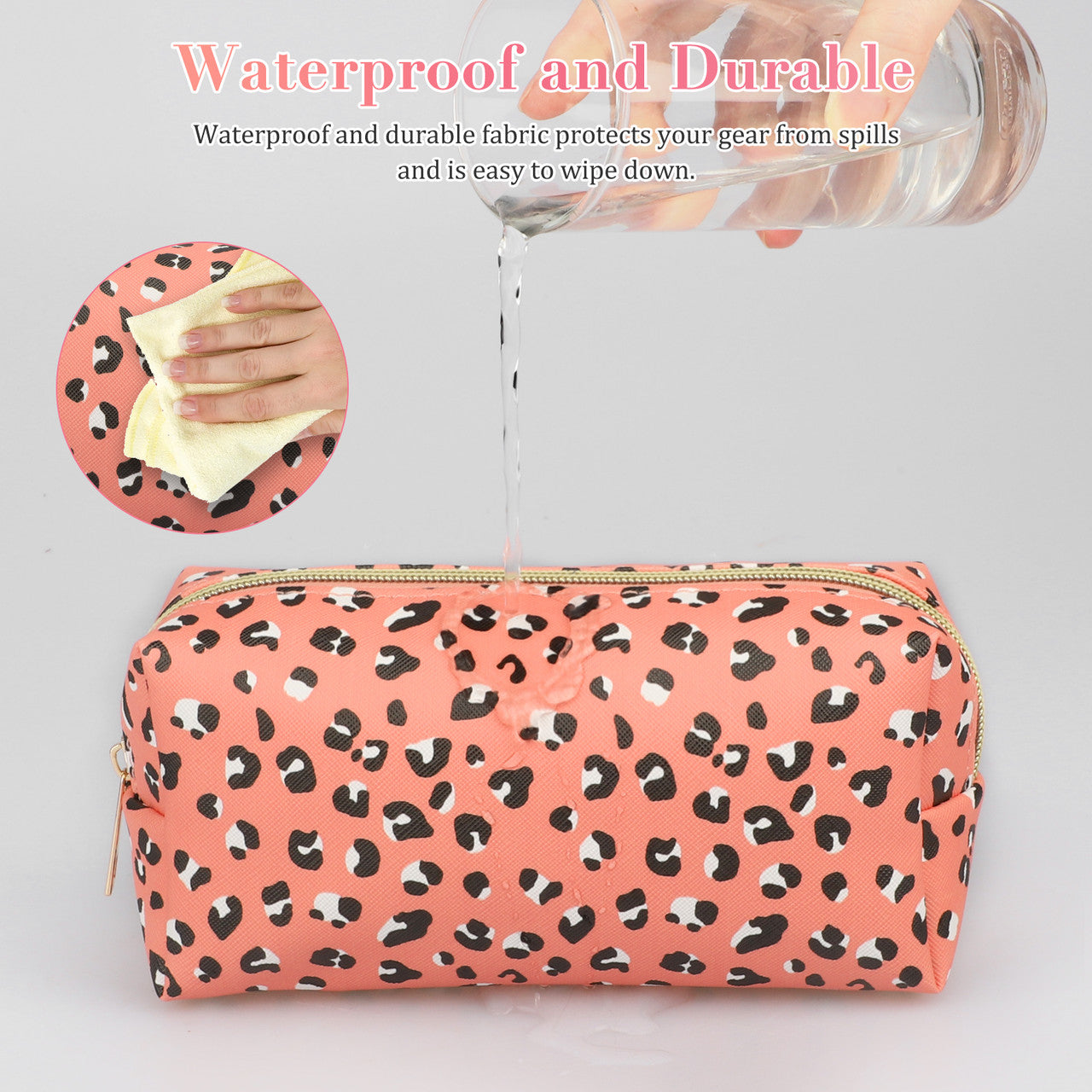 Leopard Print Travel Waterproof Cosmetic Bag with a Large Capacity to Hiold all your Cosmetics