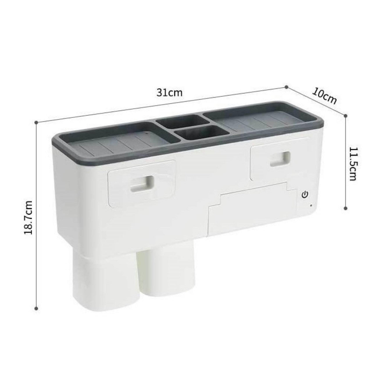 Multifunctional Wall Mounted Toothbrush Holder, with Magnetic Cups and Cosmetic Drawers Organizers