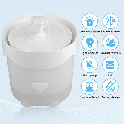 Smart Dog Water Bowl Dispenser With 1.4L Container, Filter and LED Indicator, For Kittens Cats Dogs