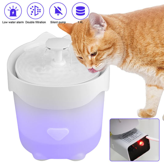 Smart Dog Water Bowl Dispenser With 1.4L Container, Filter and LED Indicator, For Kittens Cats Dogs