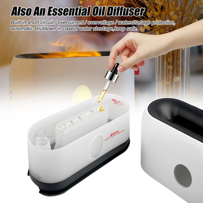 Portable Ultrasonic Noiseless Essential Oil Fire Diffuser With Night Light Flames