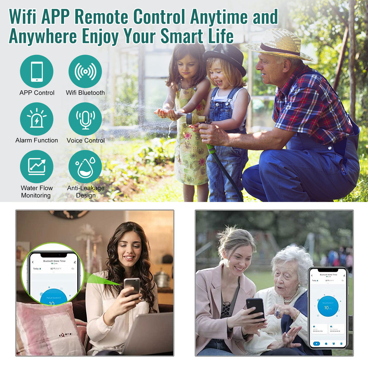 Wi-fi Irrigation System Waterproof With Voice Control via Hub For Garden and Yard