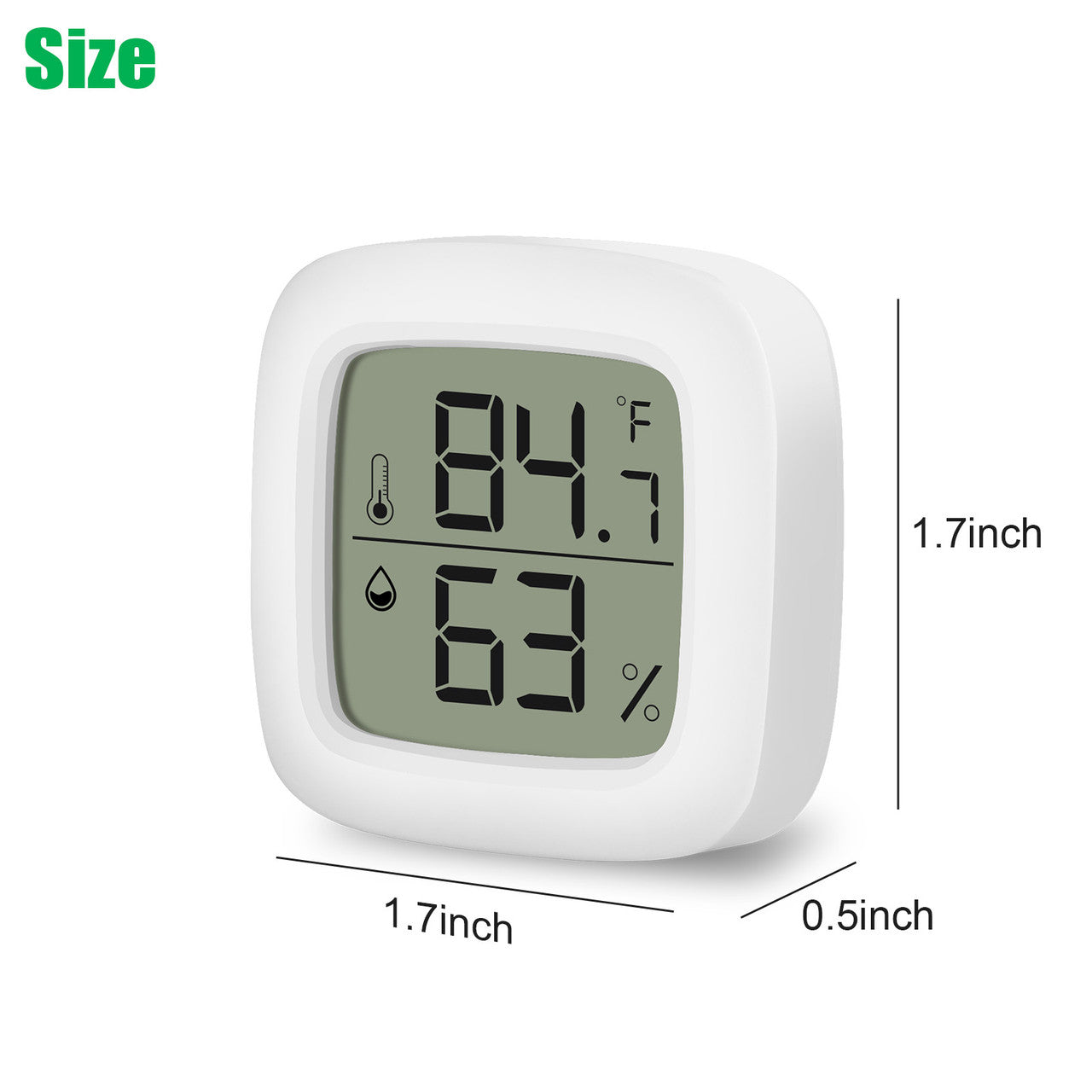 Digital Thermohygrometer with a Compact LCD Display, Lightweight and Compact, 2Pack