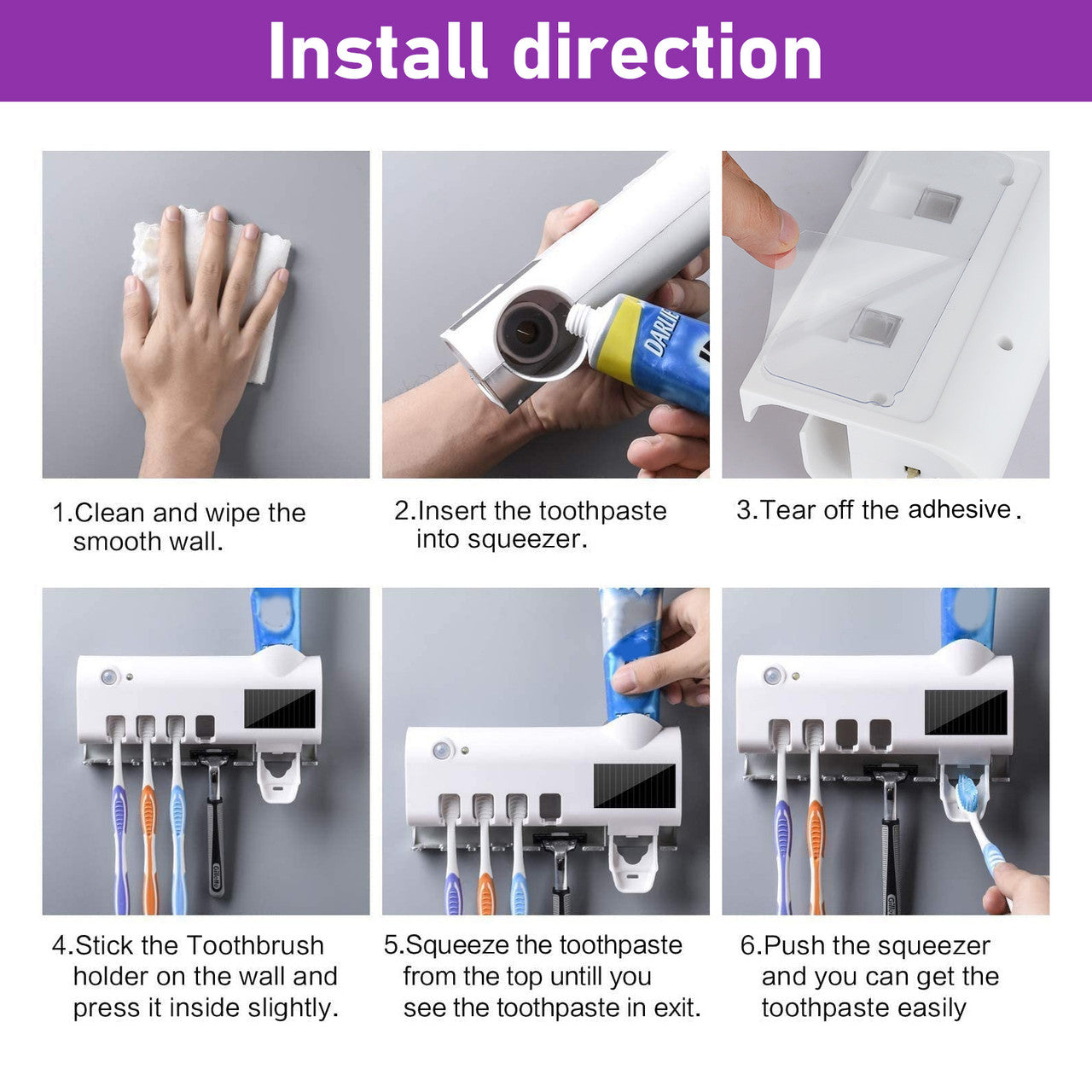 Induction Toothbrush Holder with a Compact and Hollow Design and Multi-Storage Rack
