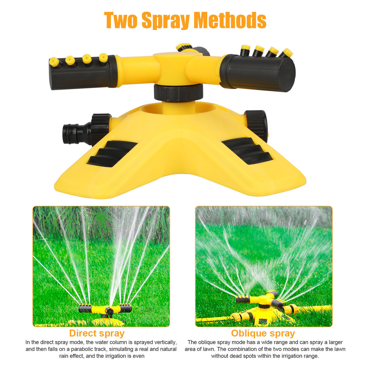 360° Auto Rotating Lawn Sprinklers with a Two-Spray Method and can be eaasily and quickly Installed