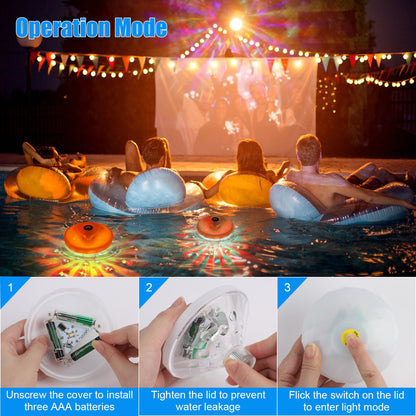 LED Diamond Pool Light with 8 Different Light Modes, IP67 Waterproof Rating, Batteries Required