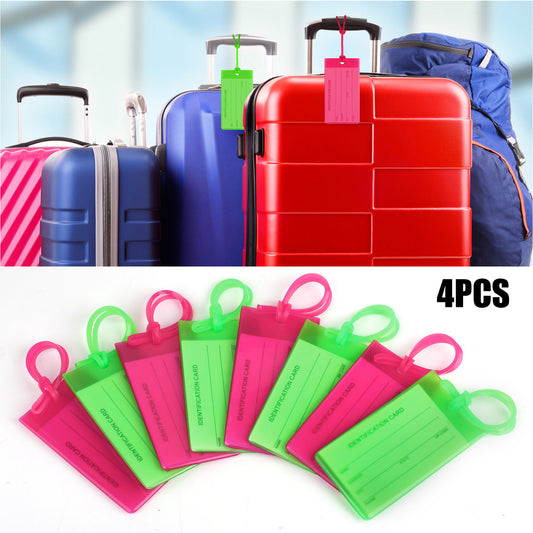 4 Packs PVC Luggage Tag-Luggage Tag Suitcases Plastic Travel Bag, Travel ID Identification Labels Set for Bags, Write Your Information