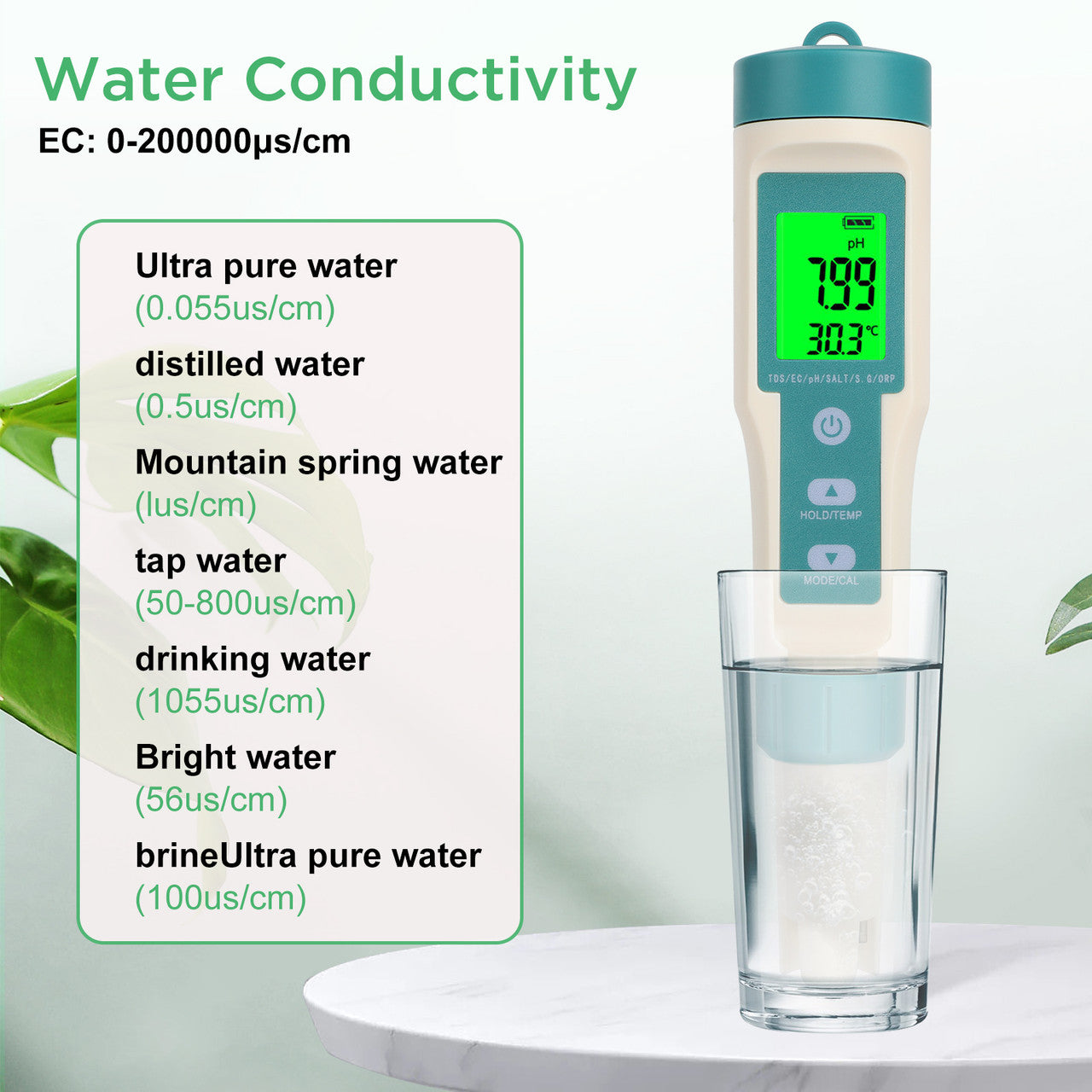 7-in-1 Water Quality Test Pen - Tester Measures Water by PH TDS EC ORP S.G Water Salinity Temp