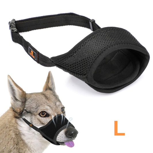 Soft Nylon Dog Muzzle-Air Mesh Breathable Adjustable Drinkable Comfortable Breathable Dog Muzzle. Pet Muzzle Suitable, Stop Biting Barking (Black)