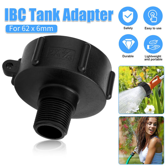 IBC Water Tank Ton Barrel Connector-S60-6MM Female X 3/4” BSP Male , Garden Hose, Drain Plug Connector Drain Adapter(Black)