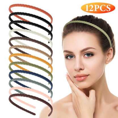 12 Packs 6MM Thin Headbands for Girls Women Plastic Pigtail Style Headbands with Teeth Skinny Headbands for Kids Teens Lady