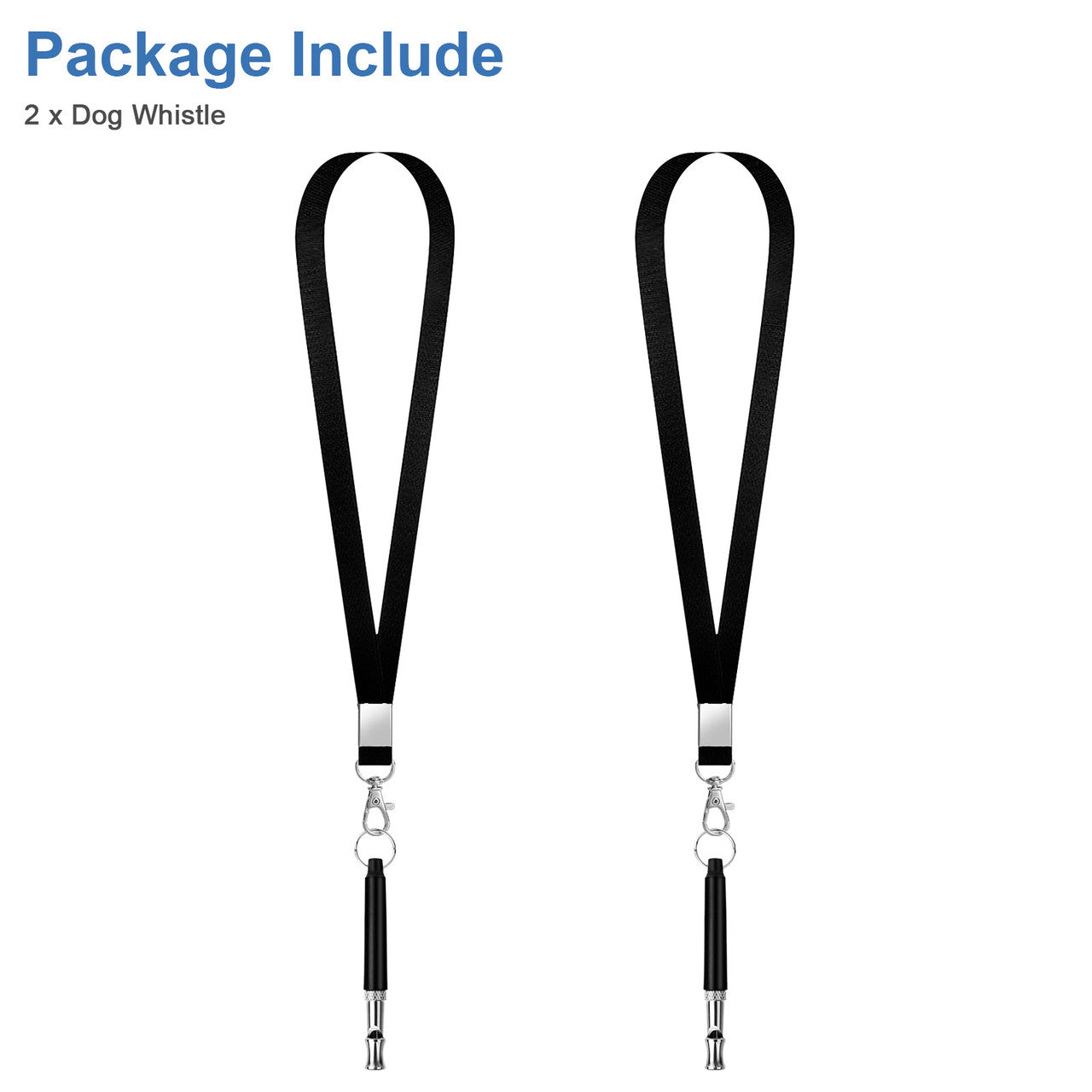 2 Pack Dog Whistle - Adjustable Ultrasonic Dog Whistle to Stop Barking Neighbors; Professional Silent Dog Whistles to Stop Barking Training Tool for Dogs, with Black Strap Lanyard