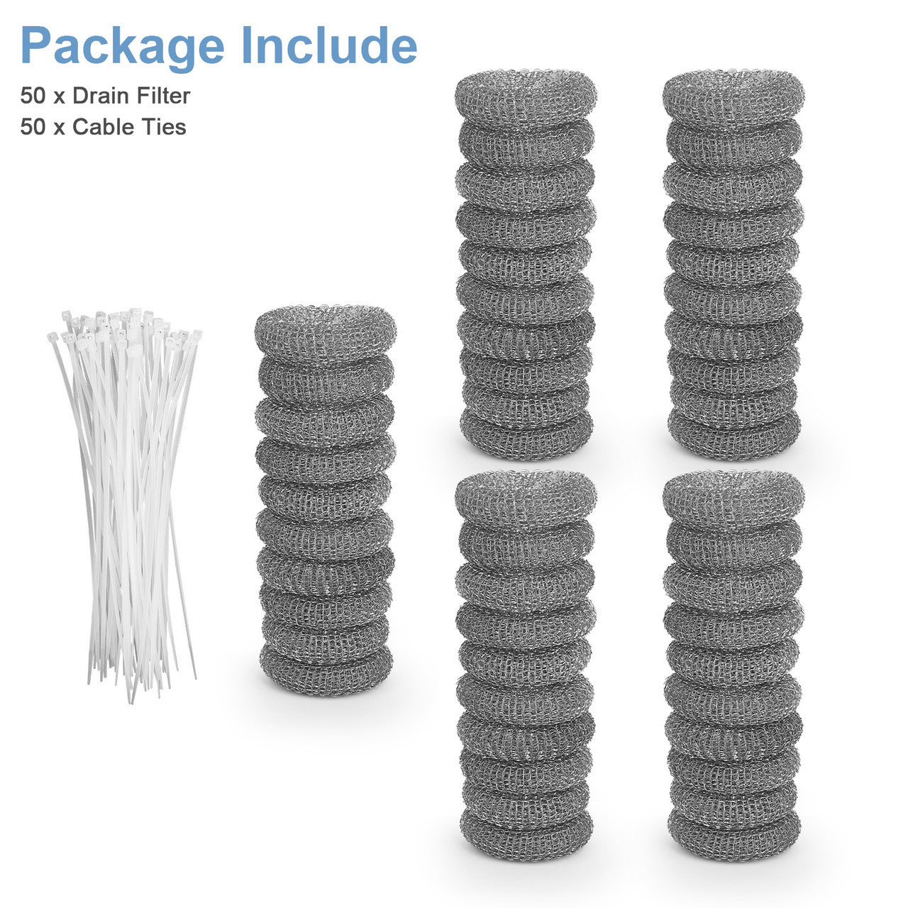 50 PCS Lint Traps Washing Machine Lint Trap Stainless Steel lint Snare Traps Laundry Mesh Washer Hose Filter - Washing Machine Lint Snare;  Lint Traps Hose Screen Filter Catcher with 50 Nylon Cable Ties
