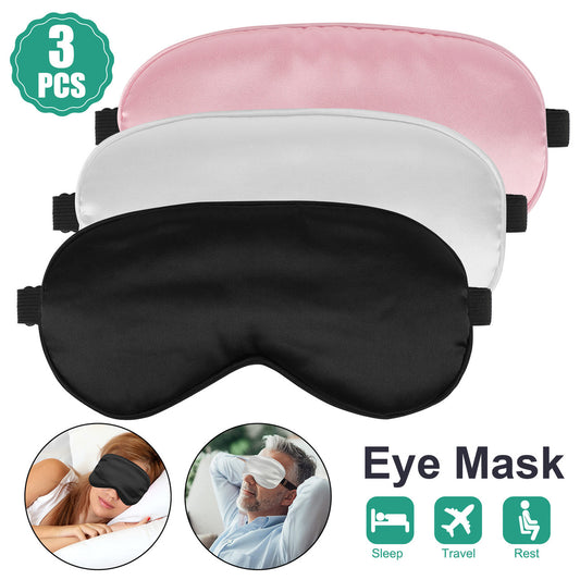 3 Packs Soft Sleeping Mask - Super Soft Eye Masks with Adjustable Strap Lightweight Comfortable, Perfect Blocks Light  (Black / Gray / Pink)