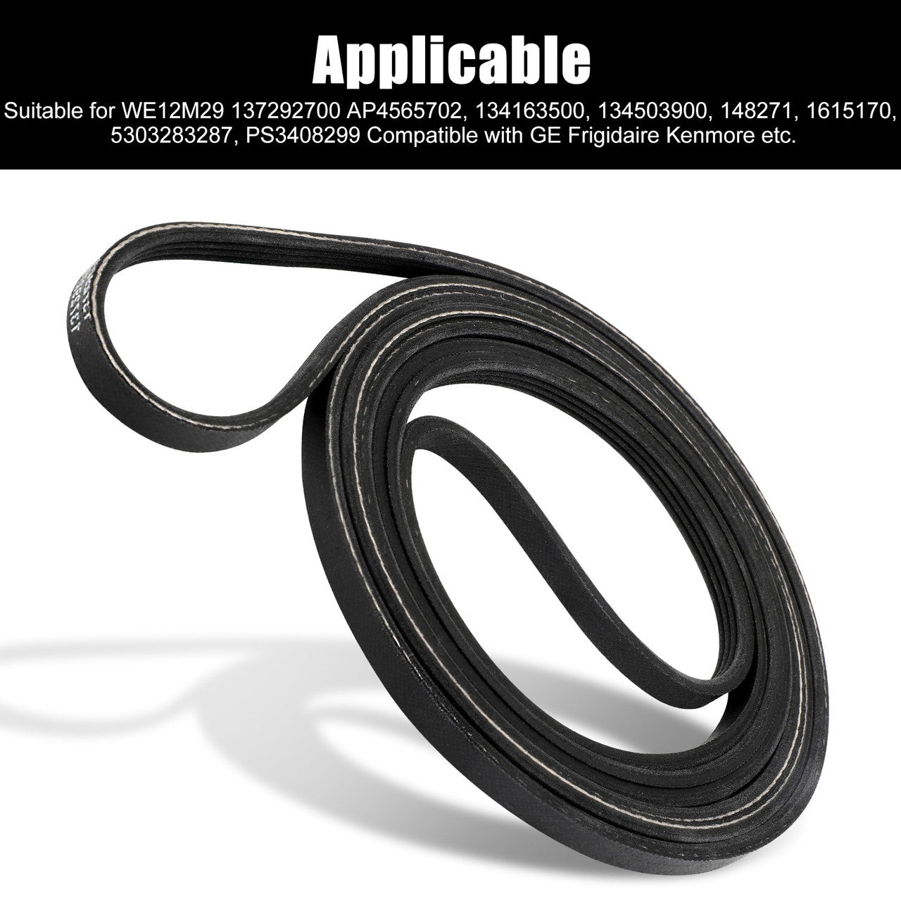 WE12M29 Dryer Drum Drive Belt Replace - for WE12M22, 137292700, WE120122, WE12M0022, AP4565702, PS3408299, 134163500 Compatible with GE/Hotpoint