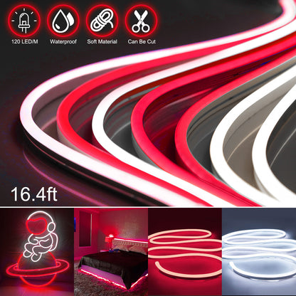 5M LED Neon Light Strip - DIY Neon Path Lighting Room Hallway Studio Theater Decor (White)