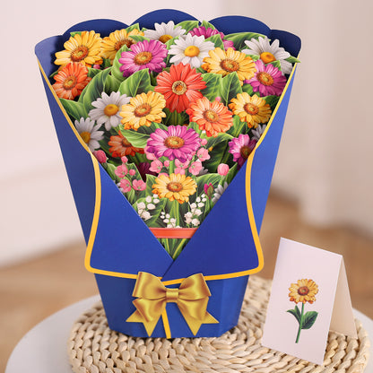 3D Large Paper Flower Bouquet Greeting Card Set - Pop up Cards Dear Dahlia 13.6 Inch 3D Popup Greeting Cards with Note Card (Multicolor)