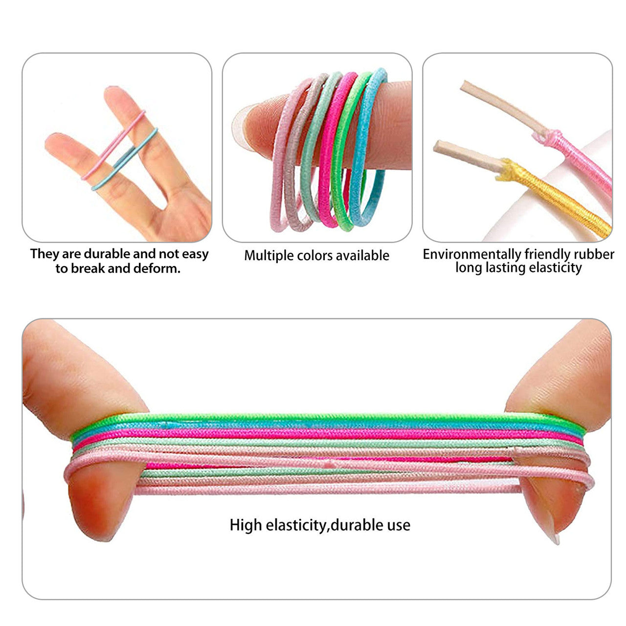200 Elastic Hair Ties 20 Colors - Ready for All Occassions Girls Teens Adults Women