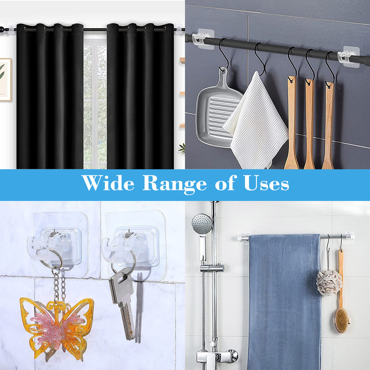 6 Packs Self Adhesive Wall Mount Holder - 2 CM No Drilling Curtain Rod Brackets Self Adhesive Wall Mount Curtain Rod Suitable
