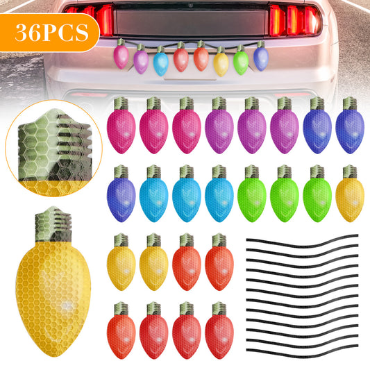 36 Packs Magnetic Christmas Lights Stickers - Reflective Bulb Lights Magnets - For Xmas Holiday Birthday Cars Mailbox Window Decoration Any Metal Surface Car Refrigerator Washer Dryer