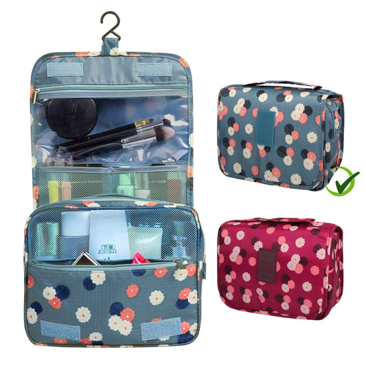 Toiletry Cosmetic Travel Bag for Girls Teens Women -  Waterproof Hanging Cosmetic Bag for Kids Girls Teens Women Adults (Blue)