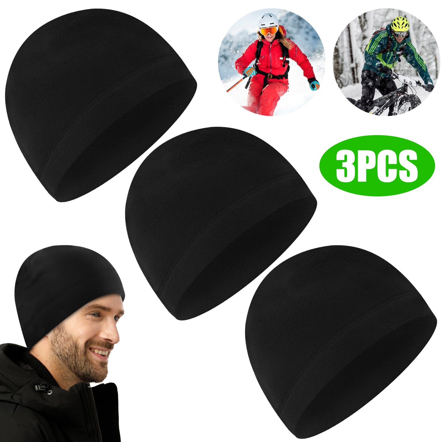 3 Pack Autumn Winter Fleece Hats - Military Tactical Skull Hats Winter Hats For Women Caps Men's Winter Beanie Gorro Warm Bonnet