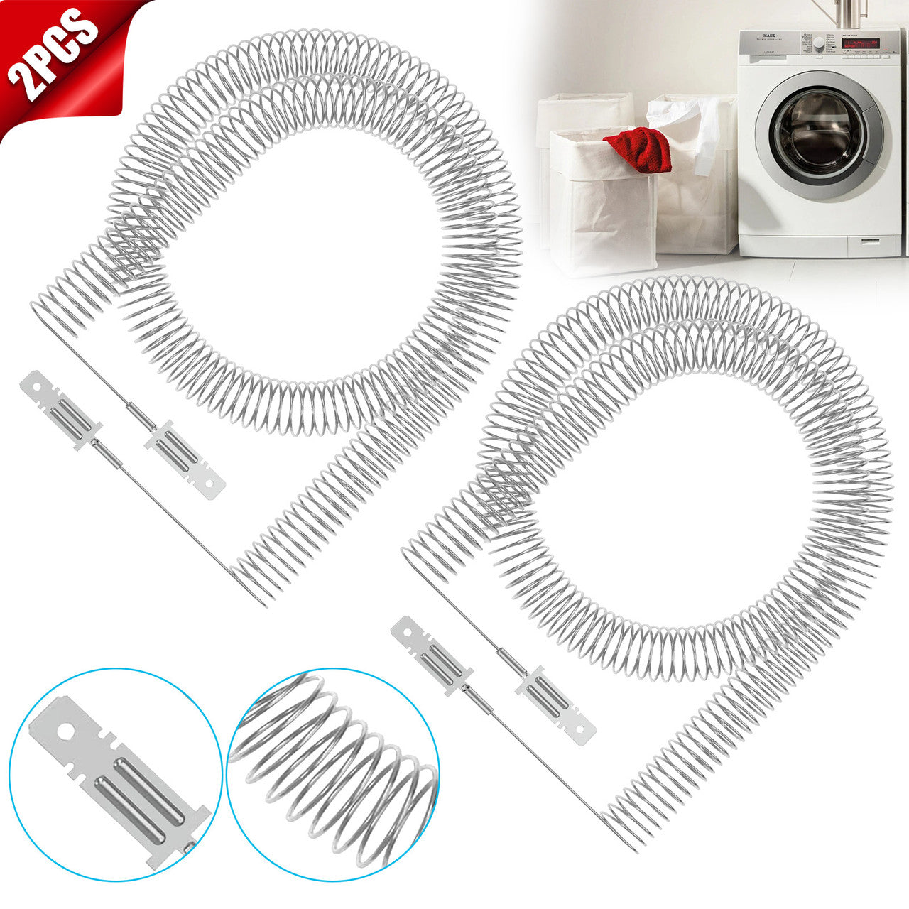 Dryer Heating Element Coil - with pre lengthened coils For 5300622034 Frigidaire and Kenmore Dryers (Silver)