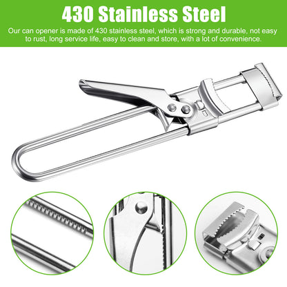 Universal Stainless Steel Adjustable Can Opener – with Rubber Gripper Pad Long Handheld Manual Bottle Opener Jar Lid Gripper for Any-Size Caps Kitchen Tool