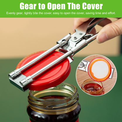 Universal Stainless Steel Adjustable Can Opener – with Rubber Gripper Pad Long Handheld Manual Bottle Opener Jar Lid Gripper for Any-Size Caps Kitchen Tool