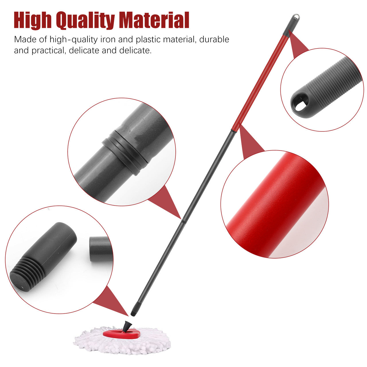 Extendable Mop Pole 22"- 48" - Compatible With Vileda O-cedar Rotary Mop Stick Adjustable