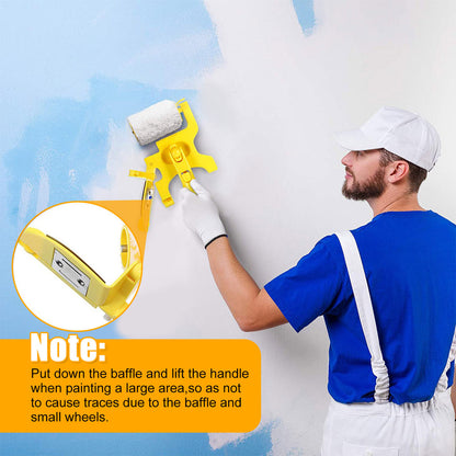 Multifunctional Hand held Paint Roller Brush - with Roller and Brush Portable Tool for Home Room Wall Ceiling Painting (Yellow)