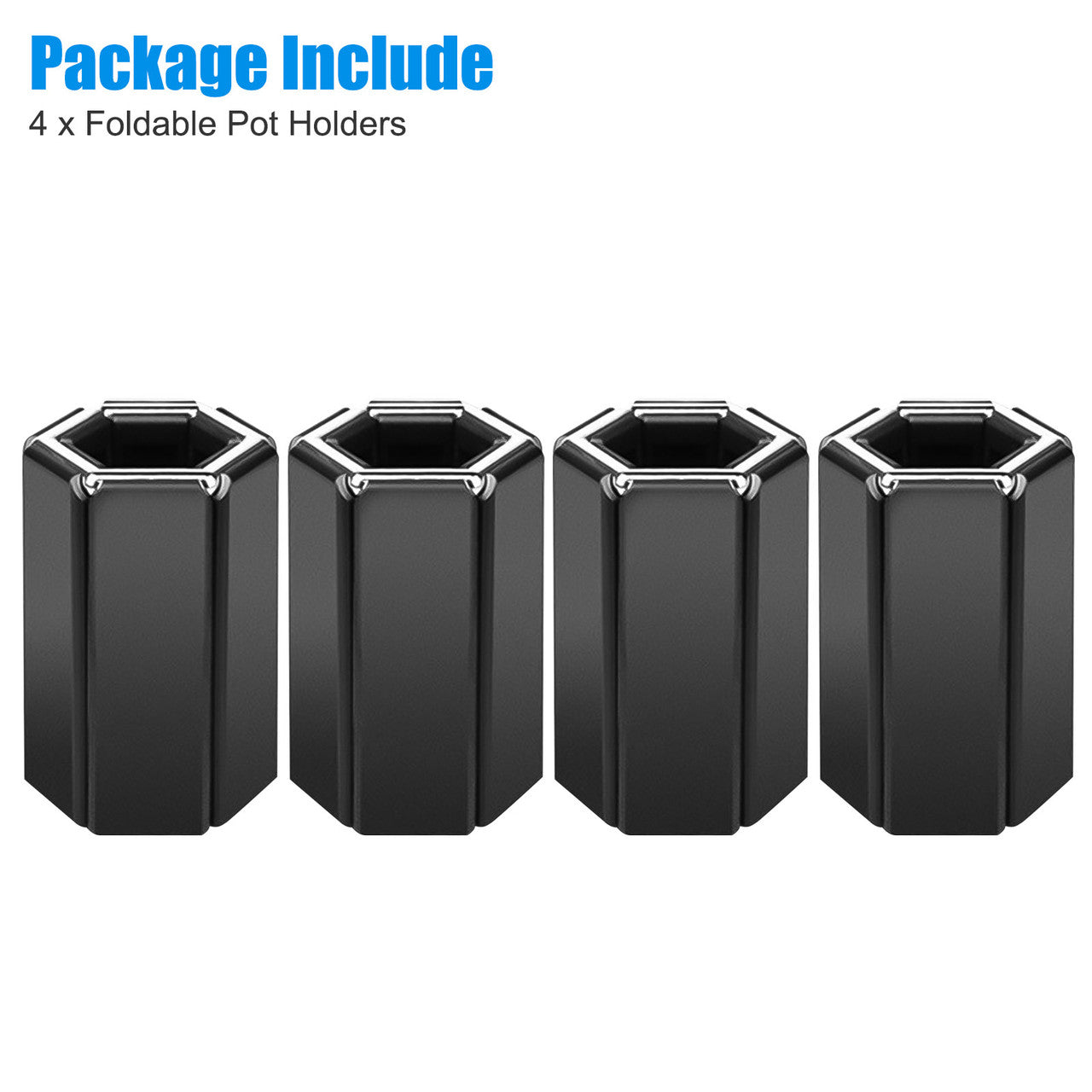 4 Pcs Foldable Pot Mat - Creative Foldable Trivet Mat Plastic Non Slip for Pots Pans Bowl Teapot Kitchen Accessories (Black)