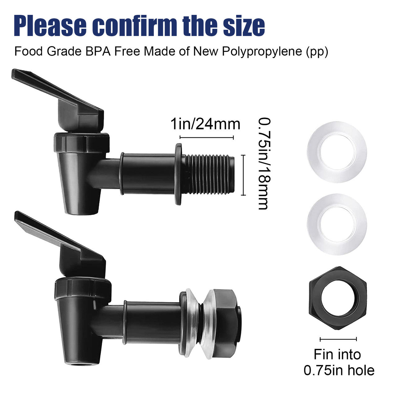 5 Packs Faucet Replacement Stem Dispenser Valve - BPA Free Replacement,Fits most water dispensers,buckets and more (Black/White/Blue)