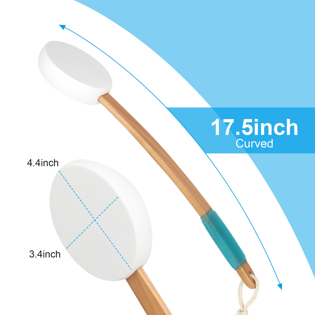 17.5"Long Lotion Applicator - Long Handle for Easy Reach and Self Application of Body Wash with 4 Pads ,for Men and Women