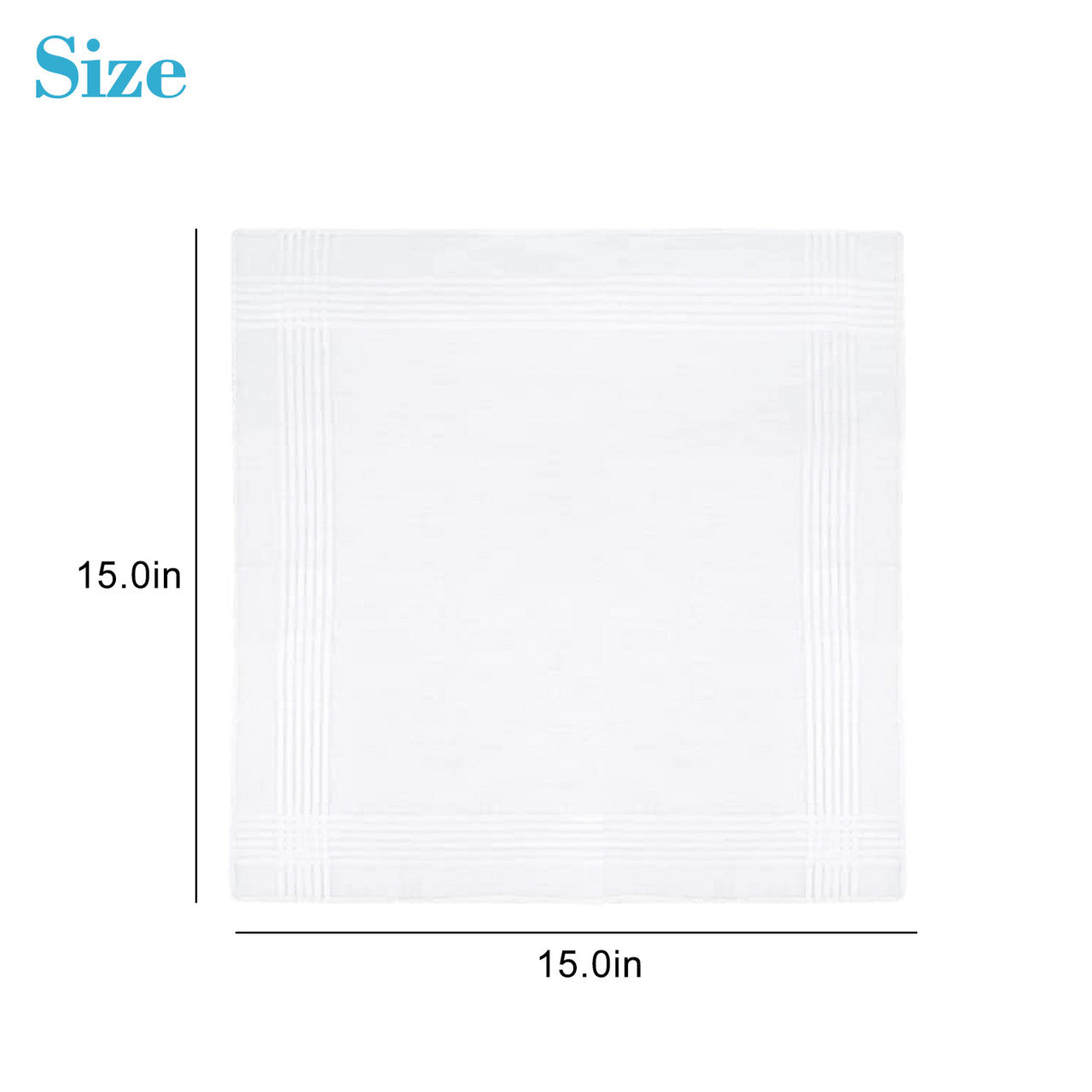 20 Pcs White Cotton Men Handkerchiefs - 100% Cotton White with Satin Border, 15" X 15"