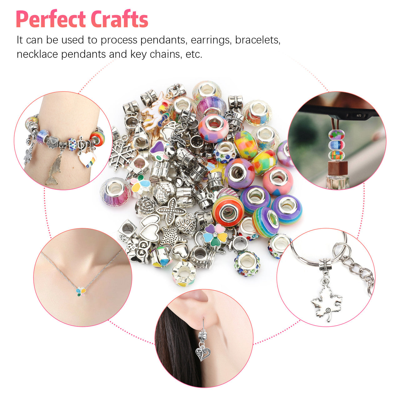 63 Piece DIY Bracelet Making Color Kit - DIY Charm Bracelets Beads for Girls, Adults and Beginner Jewelry Making Kit