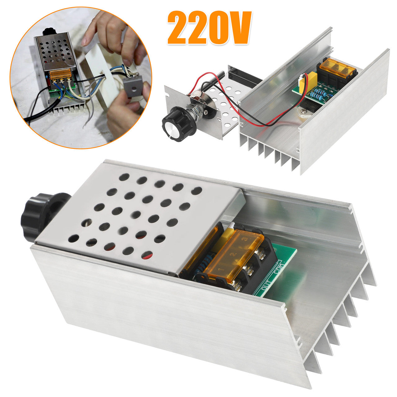 Electronic Voltage Regulator - AC 0-220V 6000W Super-high-Power SCR Voltage Regulator Dimming Dimmer with Electronic Thyristor (Silver）