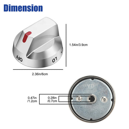 5 Packs Gas Stove Knob Switch -  DG64-00473A Compatible with Samsung Gas Range, Reinforced Stainless Steel Protection Power Ring (Silver)