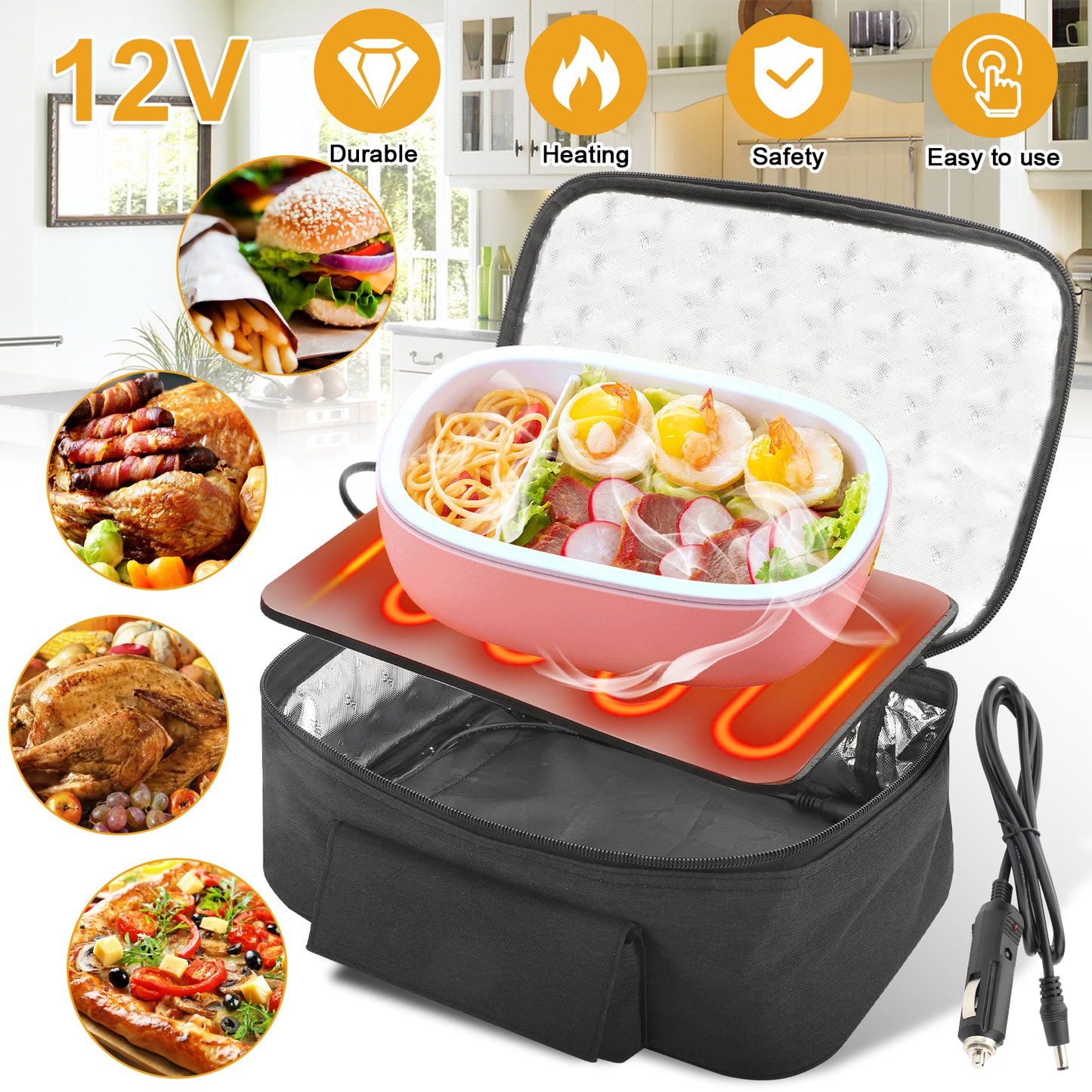 12V Portable Food warming Lunch box