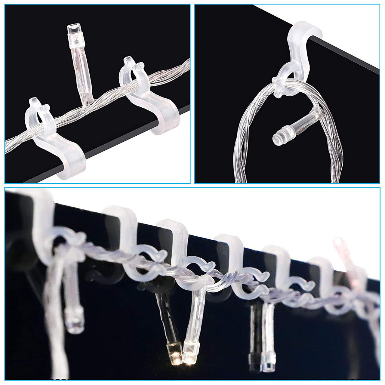 200 Pcs String Plastic Light Hooks - Christmas String Light Hooks S Clip Hooks for Xmas Festival Decoration Outside String Lights (White