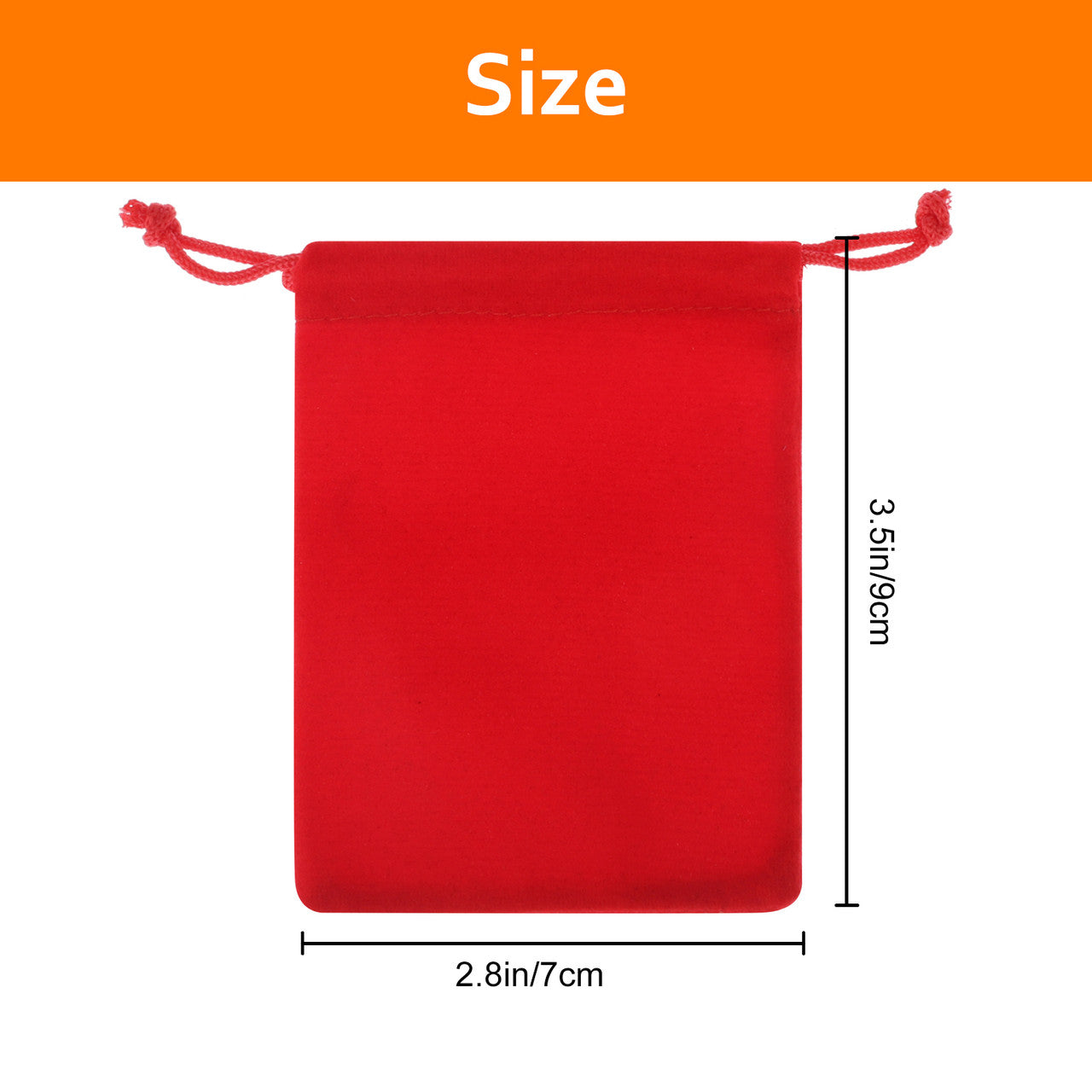 50 Pcs Cuffed Flannel Bag -  2.76 x 3.54 IN Jewelry Pouches Drawstring Bags Candy Gift Bag Pouch Christmas Wedding Favors (Red)