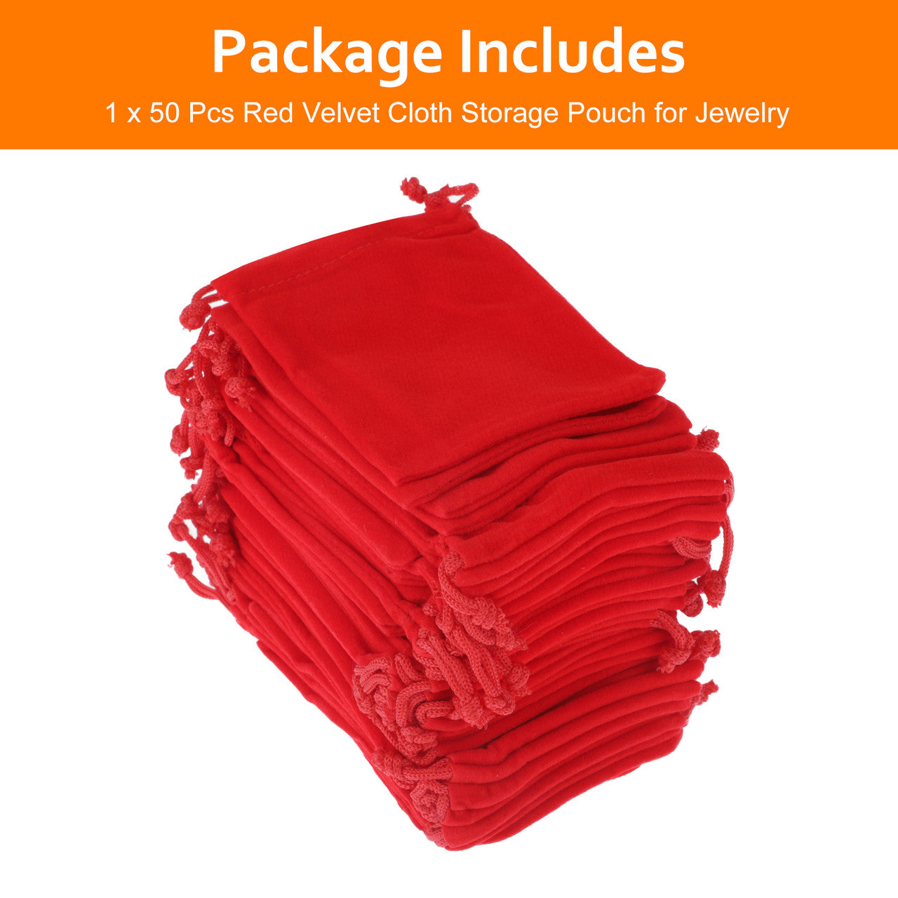 50 Pcs Cuffed Flannel Bag -  2.76 x 3.54 IN Jewelry Pouches Drawstring Bags Candy Gift Bag Pouch Christmas Wedding Favors (Red)
